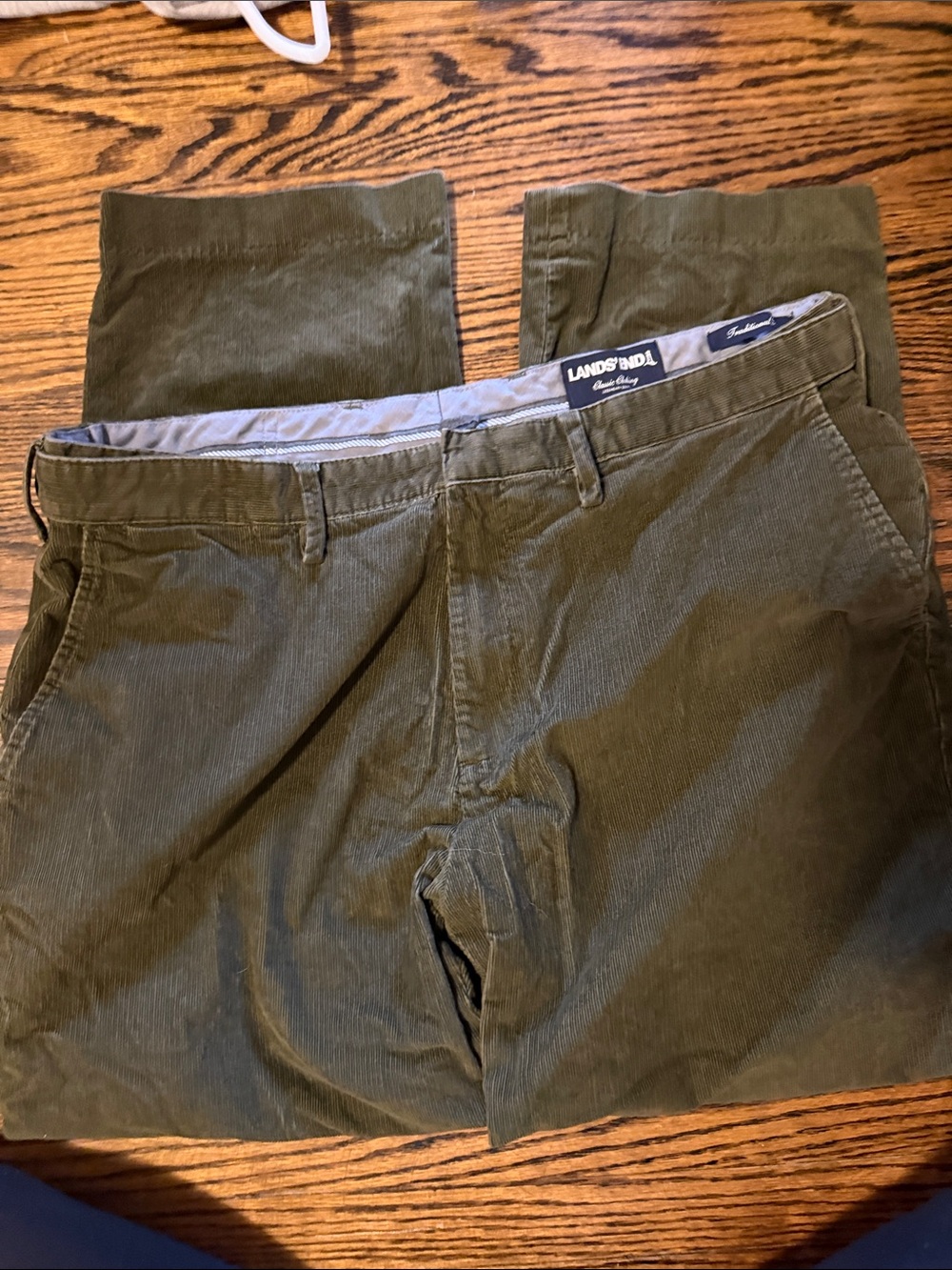 Lands' End Men's Corduroy Pants in Olive
